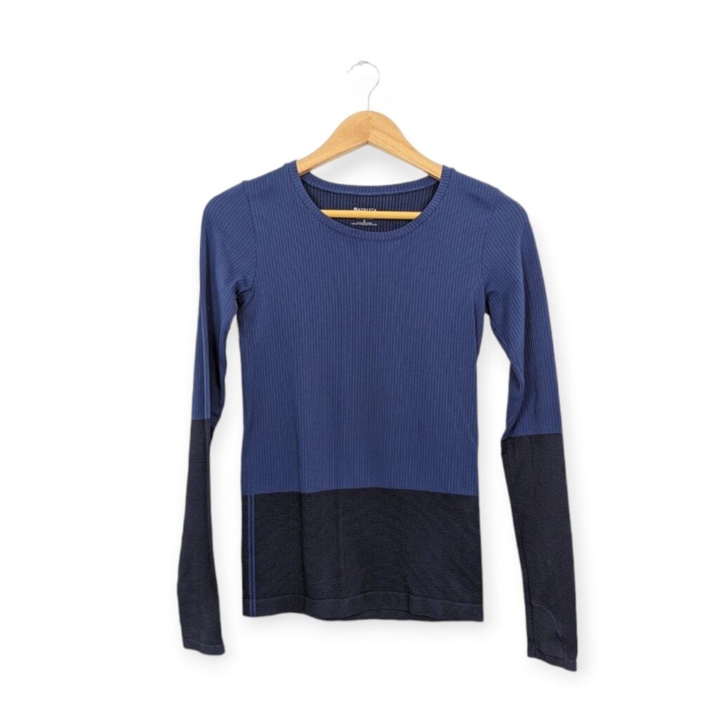 Athleta Navy Blue Flurry Colorblock Base Layer Top
